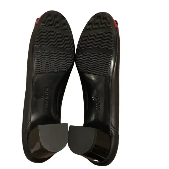 Hogan Block Heel Pumps Black with Red Cap Toe Leather and Patent 2" heel size 38 - Picture 12 of 15